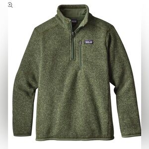 Patagonia Boys Better Sweater Olive Green Quarter Zip Pullover Jacket